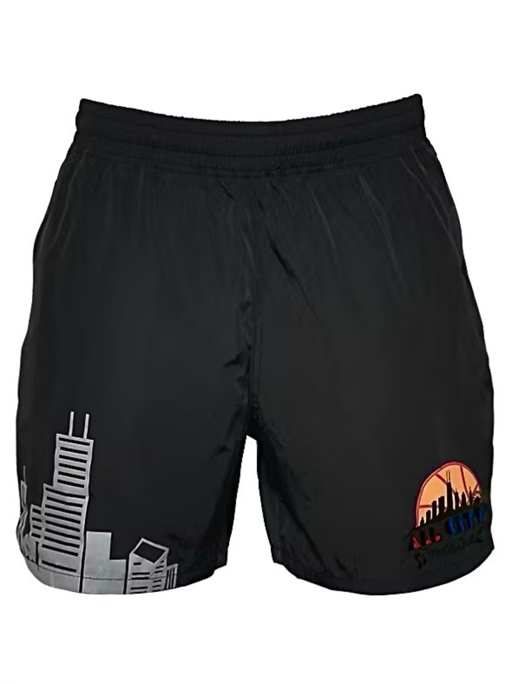 Just Don All City Black Athletic Shooting Shorts Sunset City Print Size XXL NWT